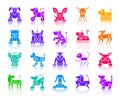 Robot Dog color silhouette icons vector set Royalty Free Stock Photo