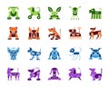 Robot Dog simple color flat icons vector set Royalty Free Stock Photo