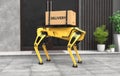 A robot dog is on the way to deliver goods