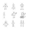 Robot doodles set.