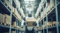 Robot Drone Working Autonomously In Warehouse Dropshipping Packages Future AI Job Royalty Free Stock Photo