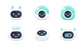 Robot emotions set. Cute robots head avatar. Chat bot with different faces. Simple modern icon design. Cartoon character isolated