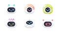 Robot emotions set. Cute robots head avatar. Chat bot with different faces. Simple modern icon design. Cartoon character isolated