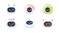 Robot emotions set. Cute robots head avatar. Chat bot with different faces. Simple modern icon design. Cartoon character isolated