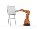 Robot with empty canvas Royalty Free Stock Photo