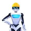 robot engineer in helmet modern robotic character artificial intelligence concept portrait