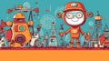 Robot Engineering Kid Banner poster, For STEM education.