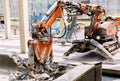 Robot Equipment is destroying the floor In construction zone Royalty Free Stock Photo