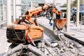 Robot Equipment is destroying the floor In construction zone Royalty Free Stock Photo