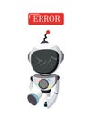 Robot error character vector design. Ai technology website page problem.