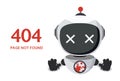 Robot error connection character vector design. Website page connection failed.