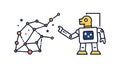 Robot Explaining Network, AI Data Visualization, vector design Generative AI Royalty Free Stock Photo