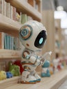 Robot Explorer Interacts With Shelves Filled With Colorful Toys in a Playful Learning Environment Royalty Free Stock Photo