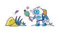 Robot Exploring Nature magnifying glass Digital Discovery, vector design Generative AI Royalty Free Stock Photo