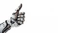 A robot extends its hand, mechanical fingers giving thumbs up, Generative AI