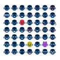 Robot Face Icons Set Smiling Faces Different Emotion Collection Robotic Emoji