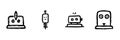 Robot Faces Line Icon Set In Doodle Style. Artificial Intelligence, Robotics, And Technology Outline Sketch Collection Royalty Free Stock Photo