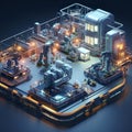 Robot Factories advanced facilities producing robots and machinery intricate assembly AI Isometric