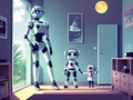 Robot family at home. Generative Ai