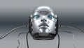 Robot female face closeup portrait, 3d render