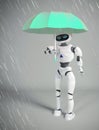 Robot female with umbrella, 3d render