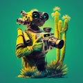 3d filmmaker robot holding camera illustration.