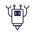 Robot floating cyborg isolated icon