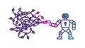 Robot with Flowing Data Organic Network Connection, vector design Generative AI Royalty Free Stock Photo