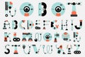 Robot font collection flat design