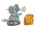 Robot in the form of a mouse and a canister stylized as a cheese