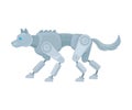 Robot is in the form of a thin wolf. Side view. Vector illustration on a white background.