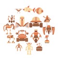 Robot forms icons set, cartoon style