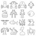 Robot forms icons set, outline style