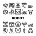 Robot Future Electronic Equipment Icons Set Vector