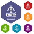 Robot future icons vector hexahedron