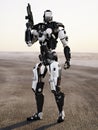 Robot Futuristic Police armored mech weapon Royalty Free Stock Photo