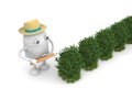 Robot gardener. Robot cuts bush