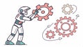 Robot with gears, automation technology and futuristic machine vector design Generative AI Royalty Free Stock Photo