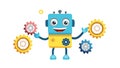 Robot with Gears and Cogs Vector Graphic, vector design Generative AI Royalty Free Stock Photo