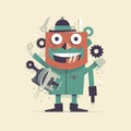 robot with gears isolated robotic technology mechanism cartoon machine ai generated monster Royalty Free Stock Photo