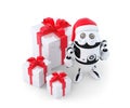 Robot with gift boxes. Christmas concept