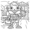 Robot Going to School Coloring Page for Kids