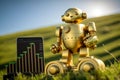 robot gold US dollar coin stock market forex trading graph futuristic Smart investment technology background, Generative AI