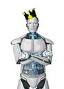 Robot golden crown Royalty Free Stock Photo
