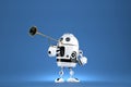 Robot with golden trumpet. 3D illustration. Proclaiming a special occasion. Contains clipping path