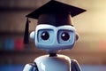 Robot graduation cap. Generate Ai