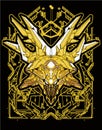 Robot gundam deer warrior head masker cyberpunk background for t-shirt poster sticker design