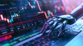 Robot hand on a computer keyboard, 3D rendering. Concept Royalty Free Stock Photo