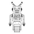 Robot. Hand drawn doodle style. Vector illustration isolated on white. Coloring page. Royalty Free Stock Photo