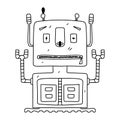 Robot. Hand drawn doodle style. Vector illustration isolated on white. Coloring page. Royalty Free Stock Photo